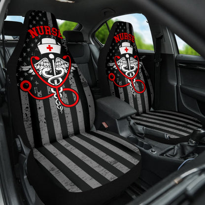 Nurse American Flag Red And White Symbol Car Seat Covers