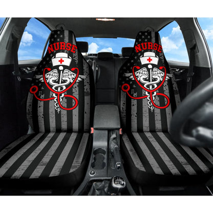 Nurse American Flag Red And White Symbol Car Seat Covers