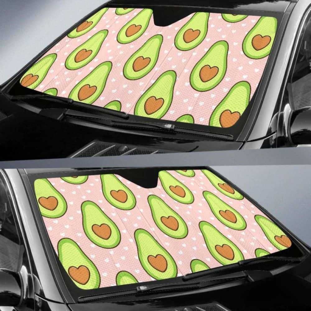 Avocado Heart Pink Background Car Auto Sun Shades
