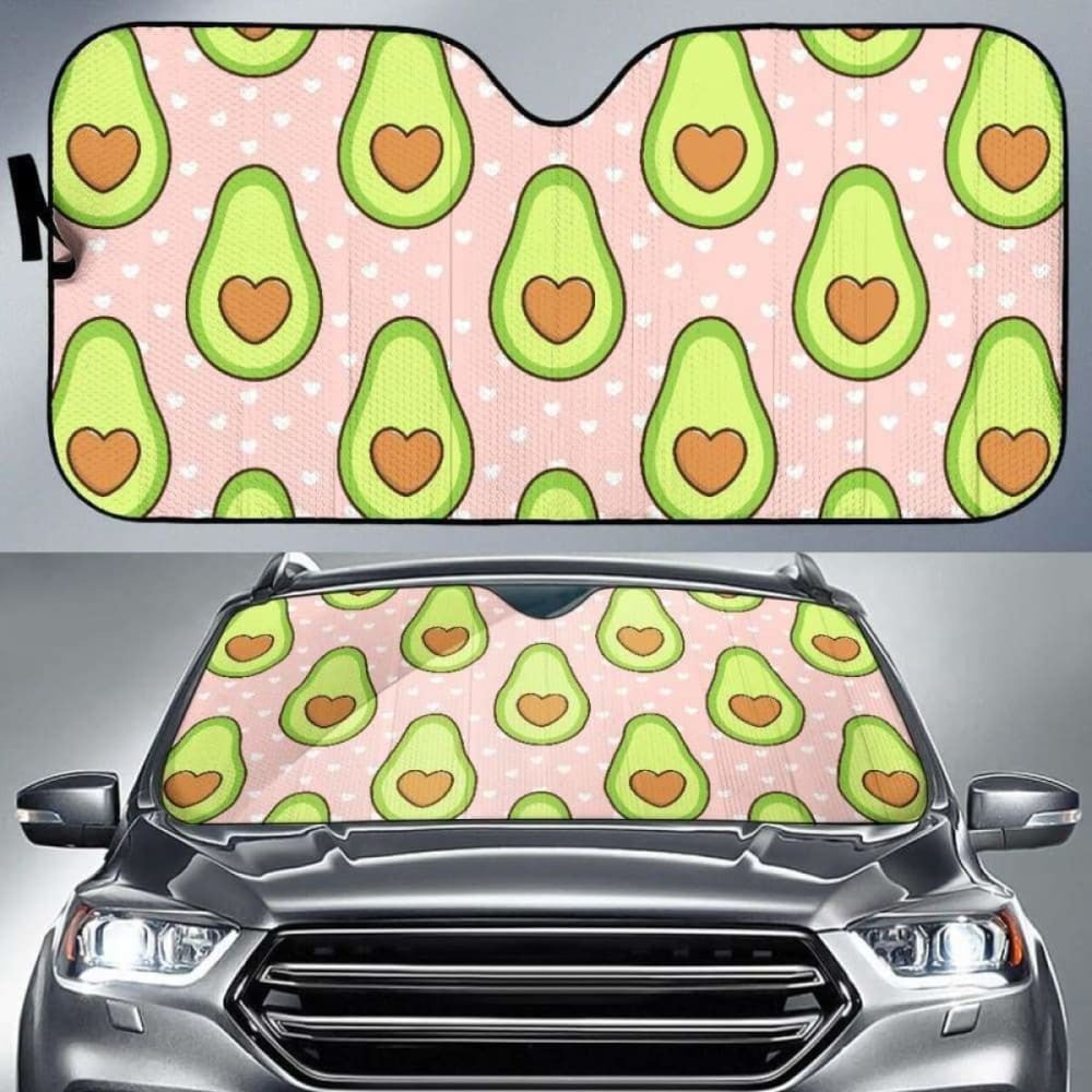 Avocado Heart Pink Background Car Auto Sun Shades