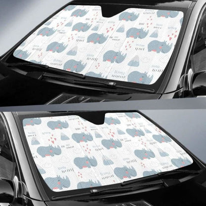 Cute Rhino Heart Pattern Car Auto Sun Shades