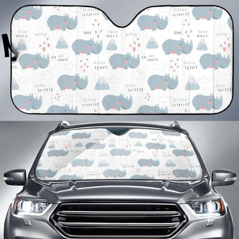 Cute Rhino Heart Pattern Car Auto Sun Shades