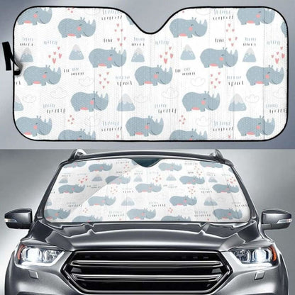 Cute Rhino Heart Pattern Car Auto Sun Shades