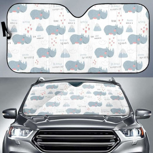 Cute Rhino Heart Pattern Car Auto Sun Shades