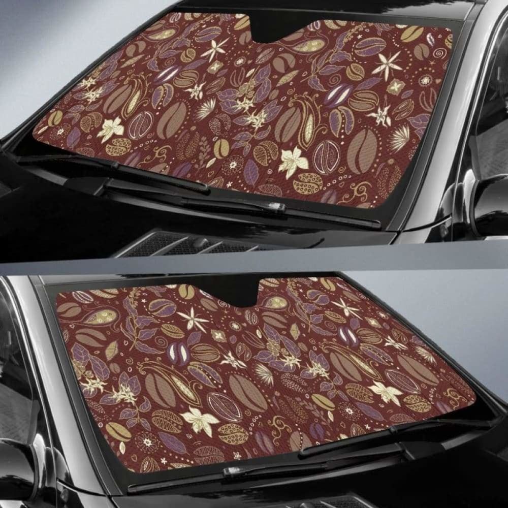 Coffee Bean Flower Pattern Car Auto Sun Shades