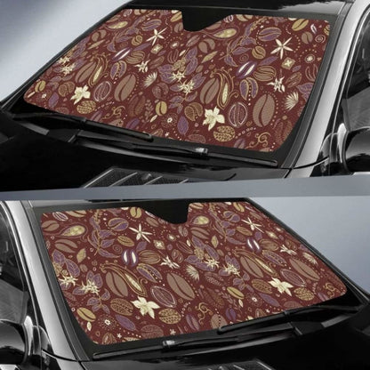 Coffee Bean Flower Pattern Car Auto Sun Shades