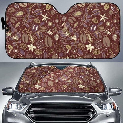 Coffee Bean Flower Pattern Car Auto Sun Shades