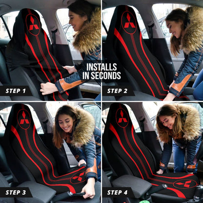 Red Mitsubishi Inspired Car Seat Covers Custom