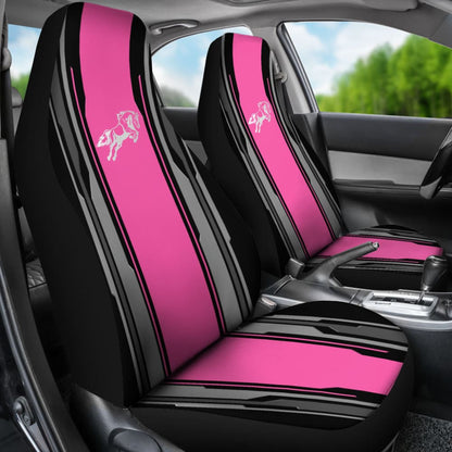 Amazing Silver Pink Horse Mustang Custom Metallic Style Printed Car Seat Covers