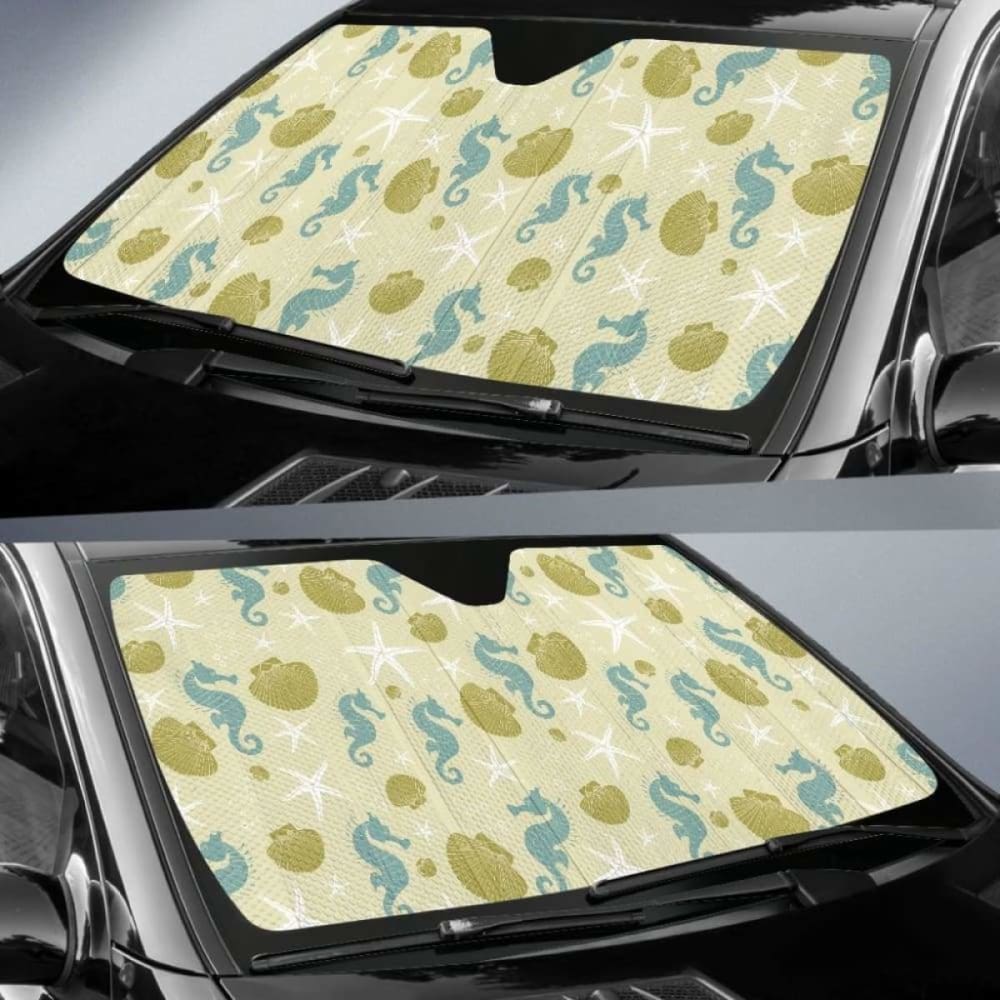 Seahorse Shell Starfish Pattern Background Car Auto Sun Shades