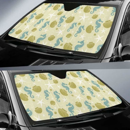 Seahorse Shell Starfish Pattern Background Car Auto Sun Shades