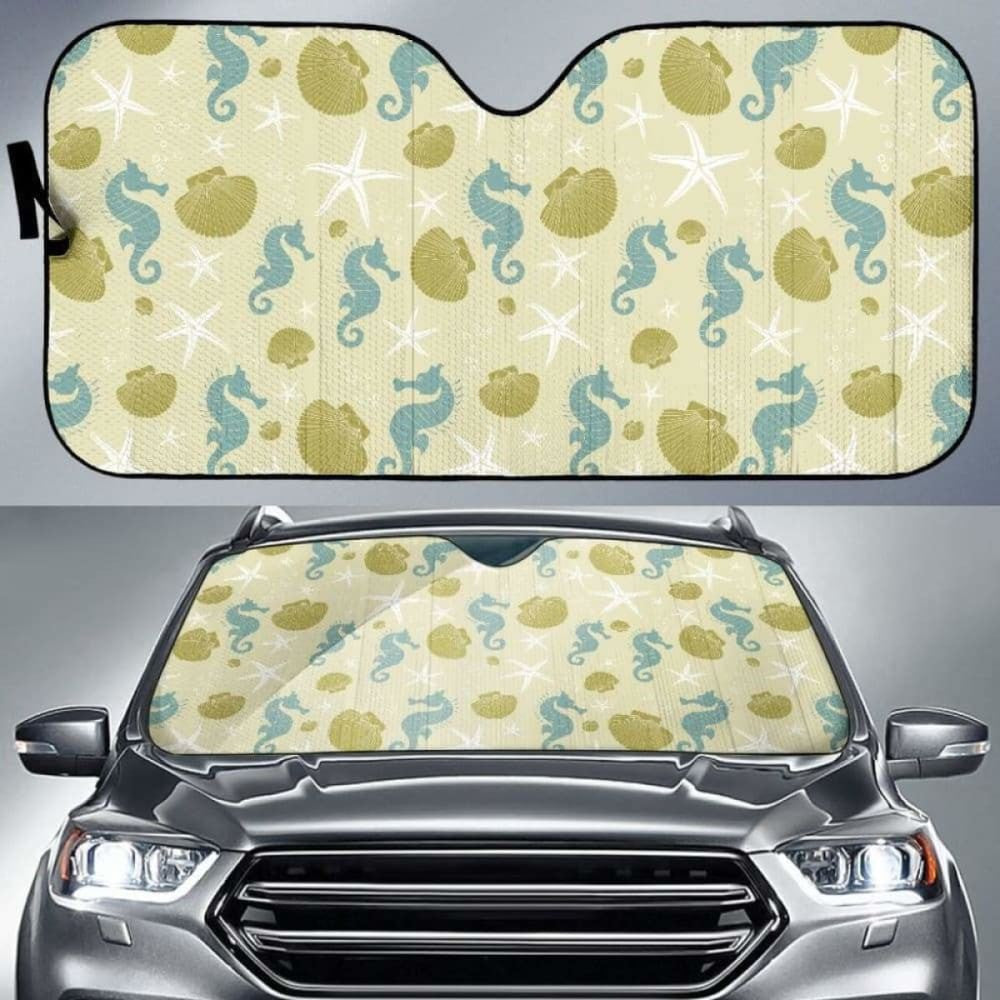 Seahorse Shell Starfish Pattern Background Car Auto Sun Shades