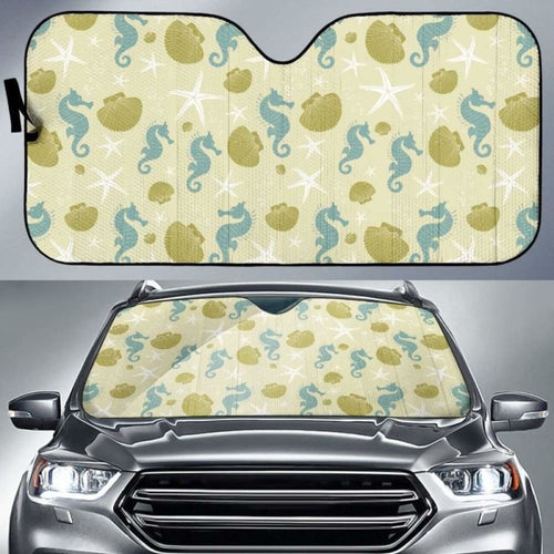 Seahorse Shell Starfish Pattern Background Car Auto Sun Shades