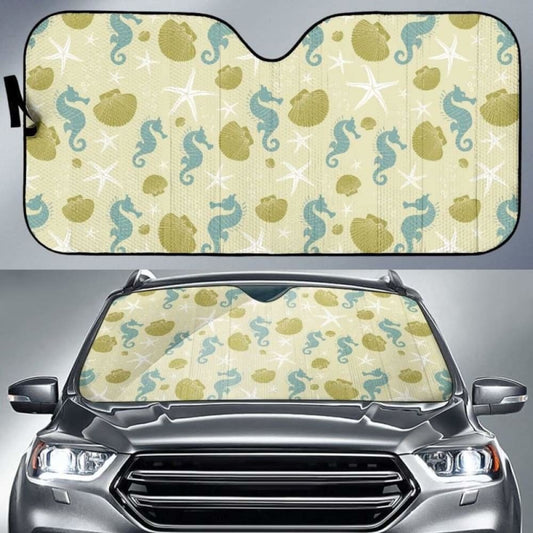 Seahorse Shell Starfish Pattern Background Car Auto Sun Shades