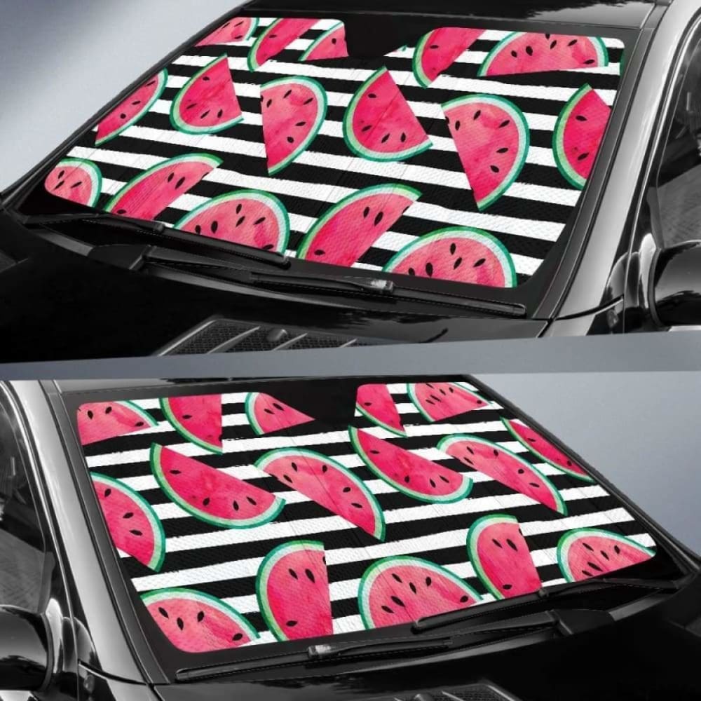 Watercolor Paint Textured Watermelon Pieces Car Auto Sun Shades