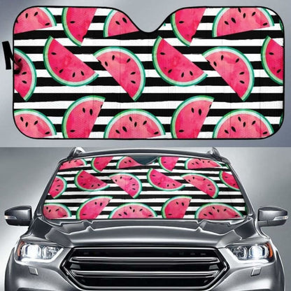 Watercolor Paint Textured Watermelon Pieces Car Auto Sun Shades