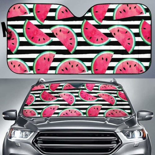 Watercolor Paint Textured Watermelon Pieces Car Auto Sun Shades