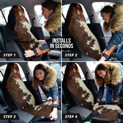 Amazing Best Gift Brown Cowhide Print Car Seat Covers Custom