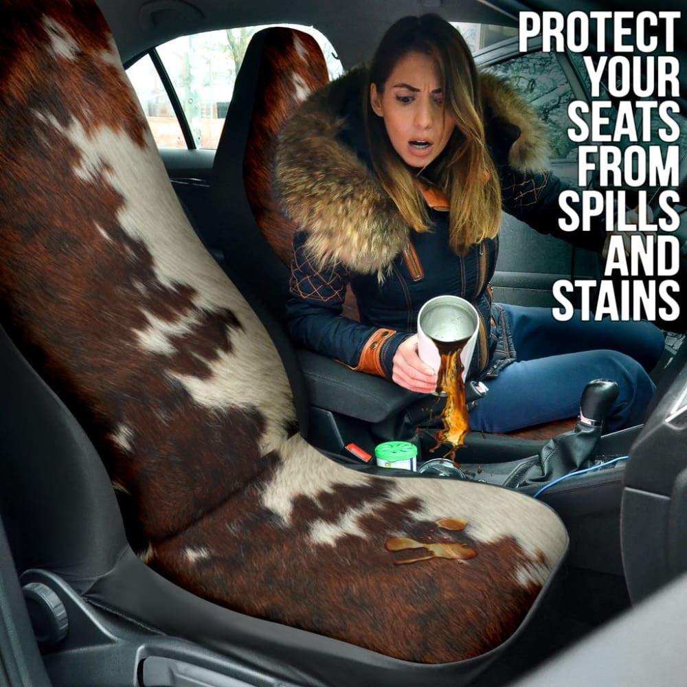 Amazing Best Gift Brown Cowhide Print Car Seat Covers Custom