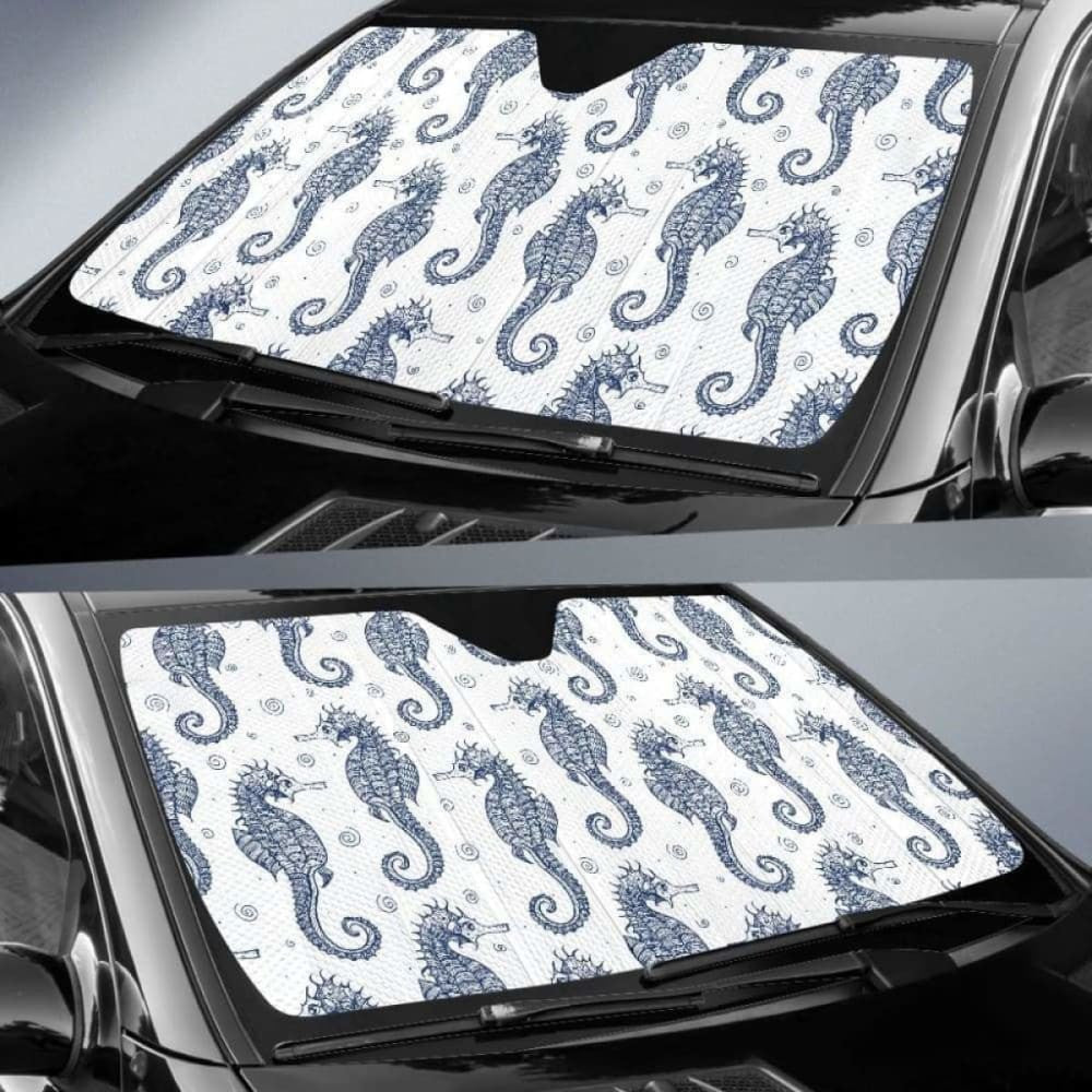 Seahorse Pattern Background Car Auto Sun Shades