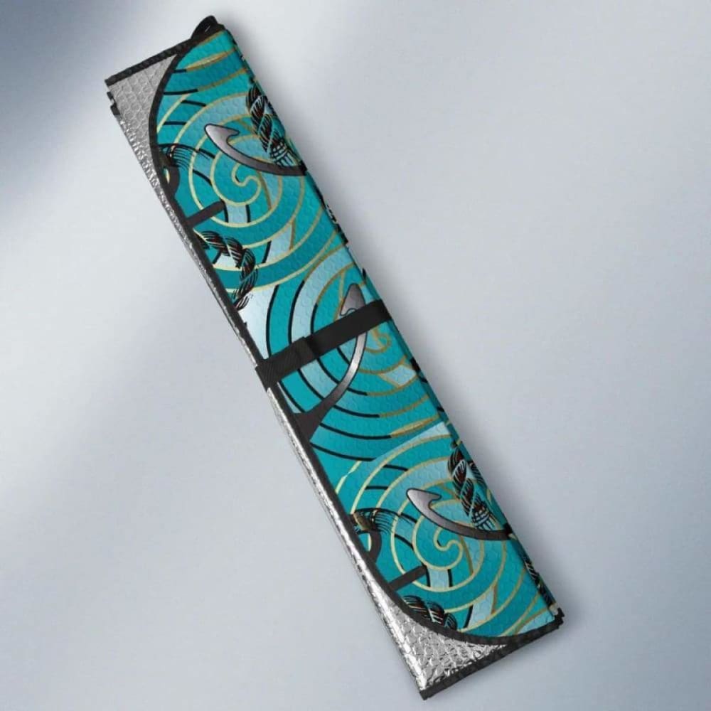 Anchor Nautical Green Background Car Auto Sun Shades