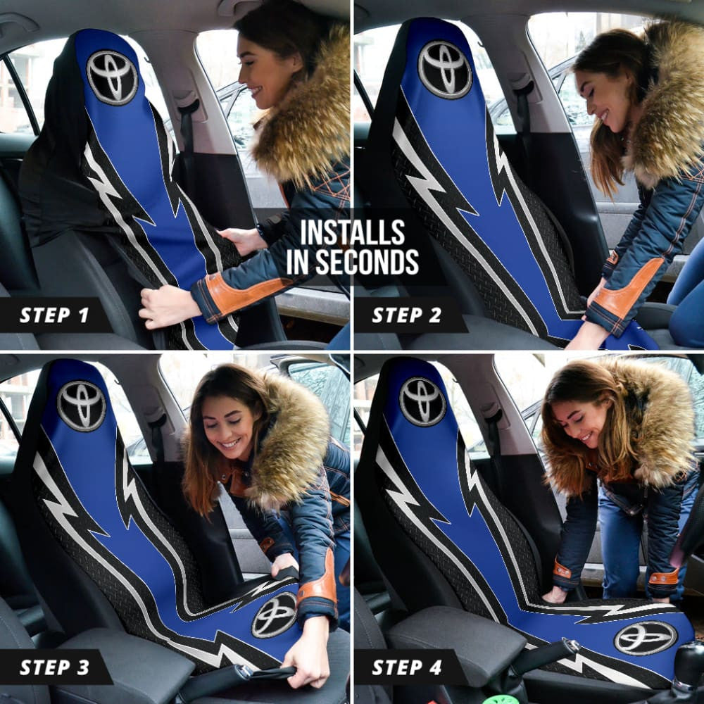 Blue And Black Toyota Amazing Style Car Seat Covers Custom