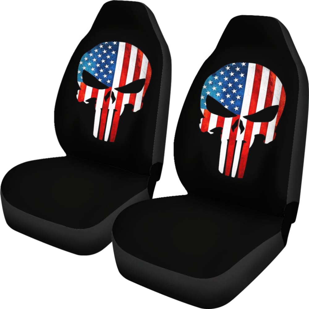 Punisher Skull Military American Flag Car Seat Covers