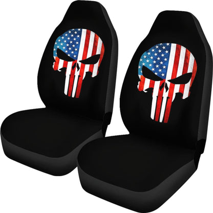 Punisher Skull Military American Flag Car Seat Covers