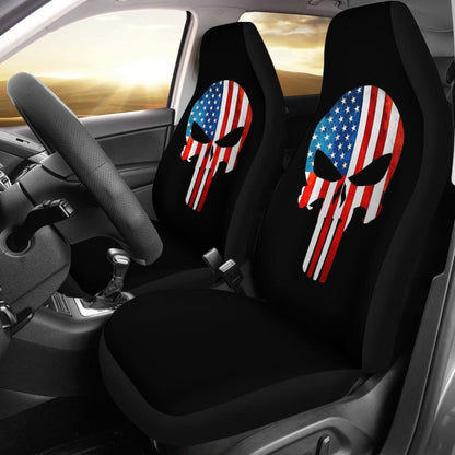 Punisher Skull Military American Flag Car Seat Covers