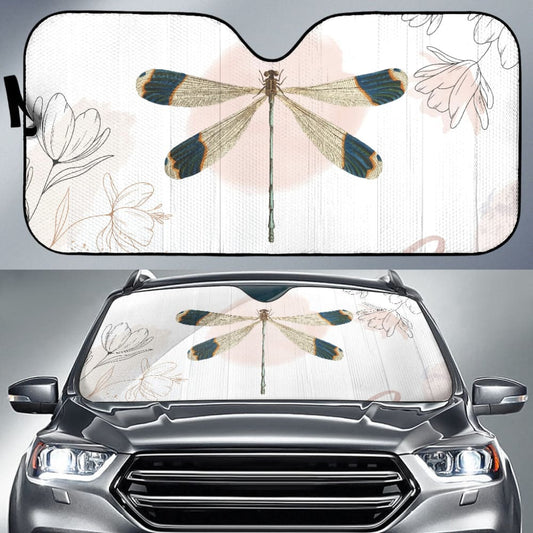Beautiful Dragonfly and Flower Car Auto Sun Shades