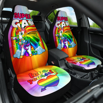Super Gay Unicorn Rainbow LGBT Love Yourself Car Seat Covers