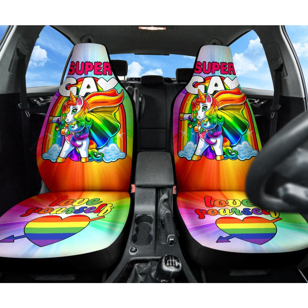 Super Gay Unicorn Rainbow LGBT Love Yourself Car Seat Covers