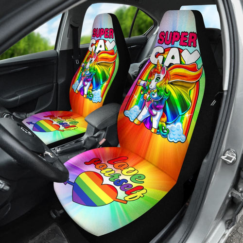 Super Gay Unicorn Rainbow LGBT Love Yourself Car Seat Covers