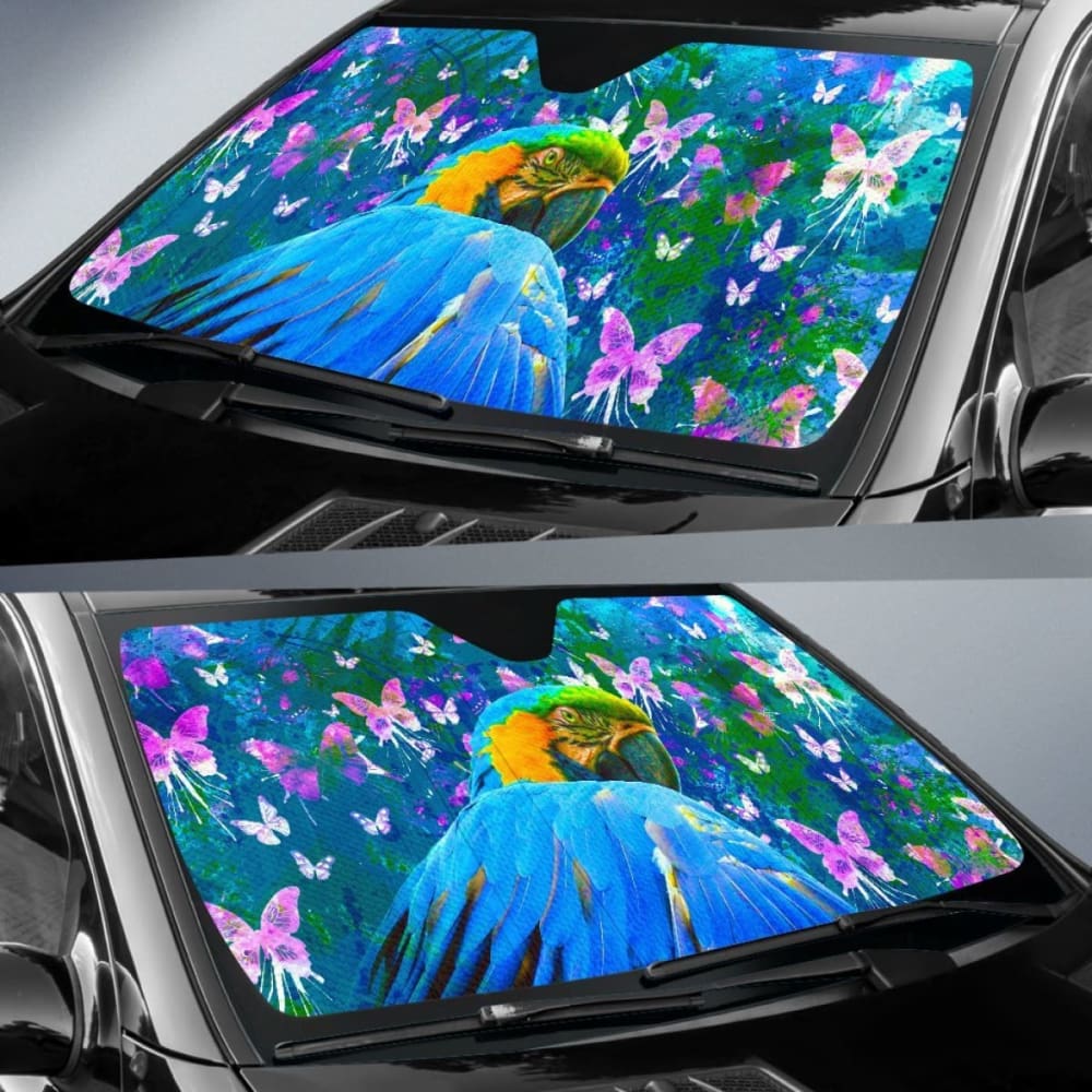 Car Sun Shade With Parrot Print
