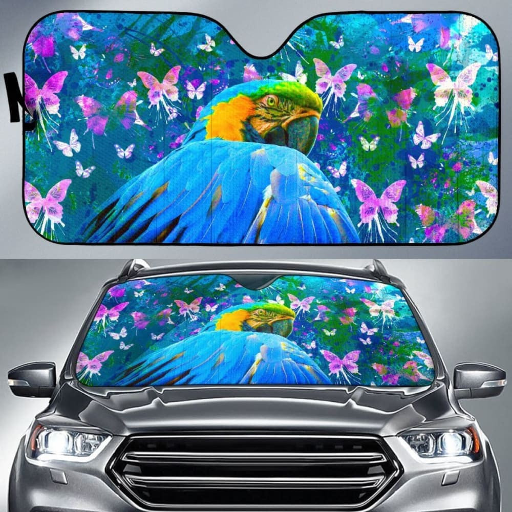 Car Sun Shade With Parrot Print