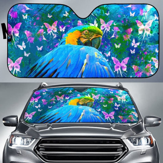 Car Sun Shade With Parrot Print