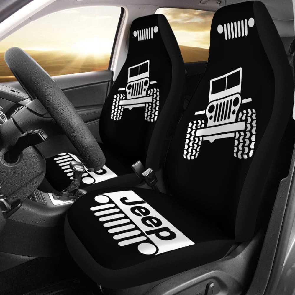 Black White Jeep Offroad Wobble Car Seat Covers Custom