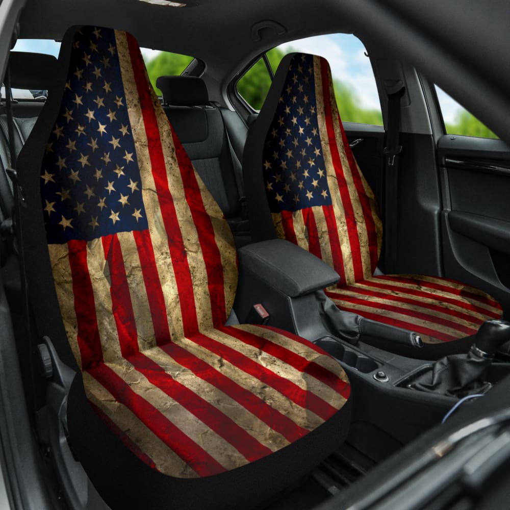 Amazing Aged American Flag Car Seat Covers Custom