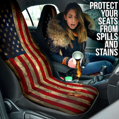 Amazing Aged American Flag Car Seat Covers Custom
