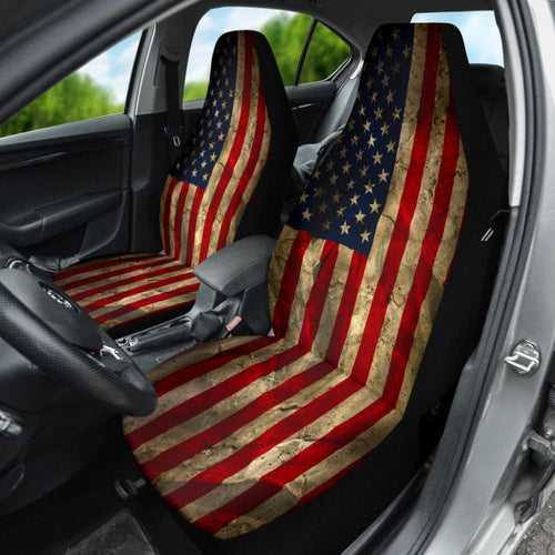 Amazing Aged American Flag Car Seat Covers Custom