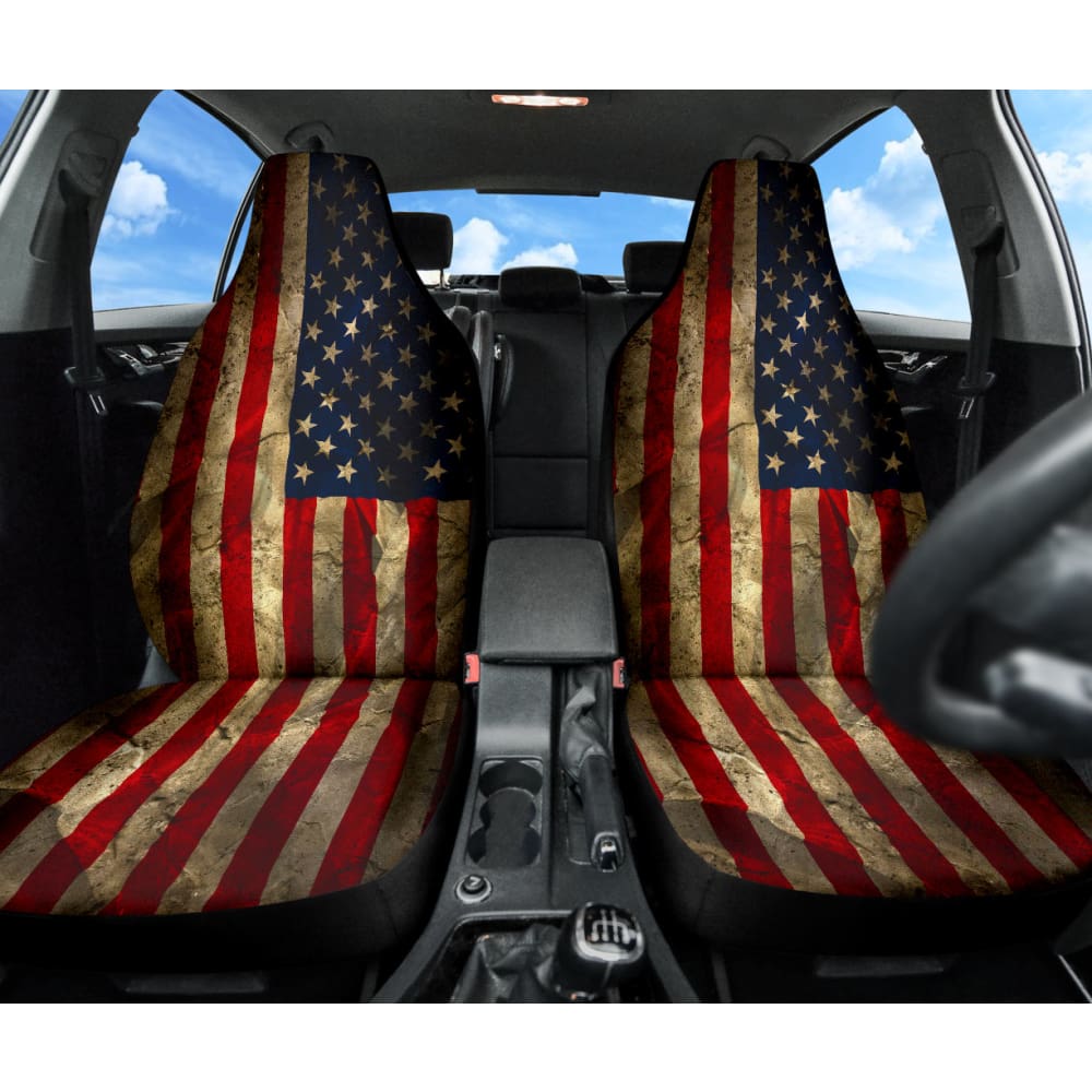 Amazing Aged American Flag Car Seat Covers Custom