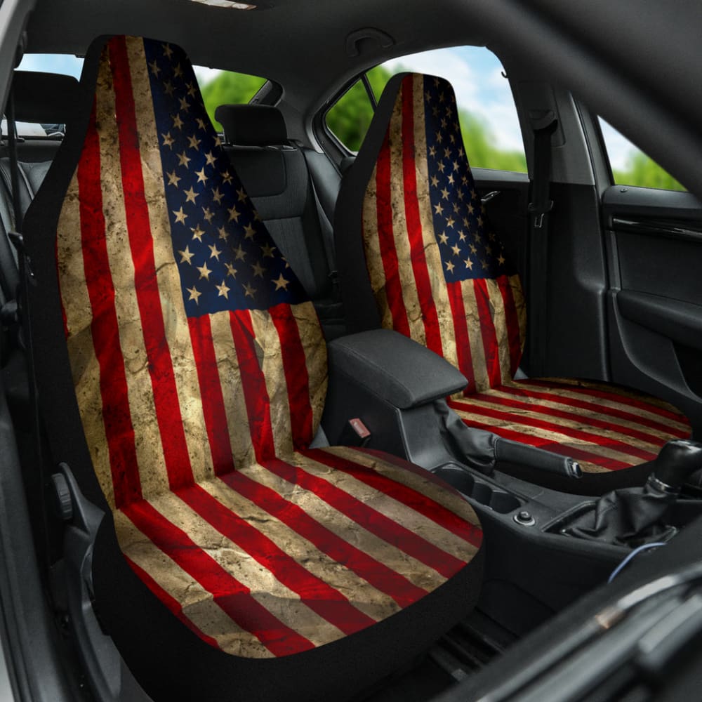 Amazing Aged American Flag Car Seat Covers Custom