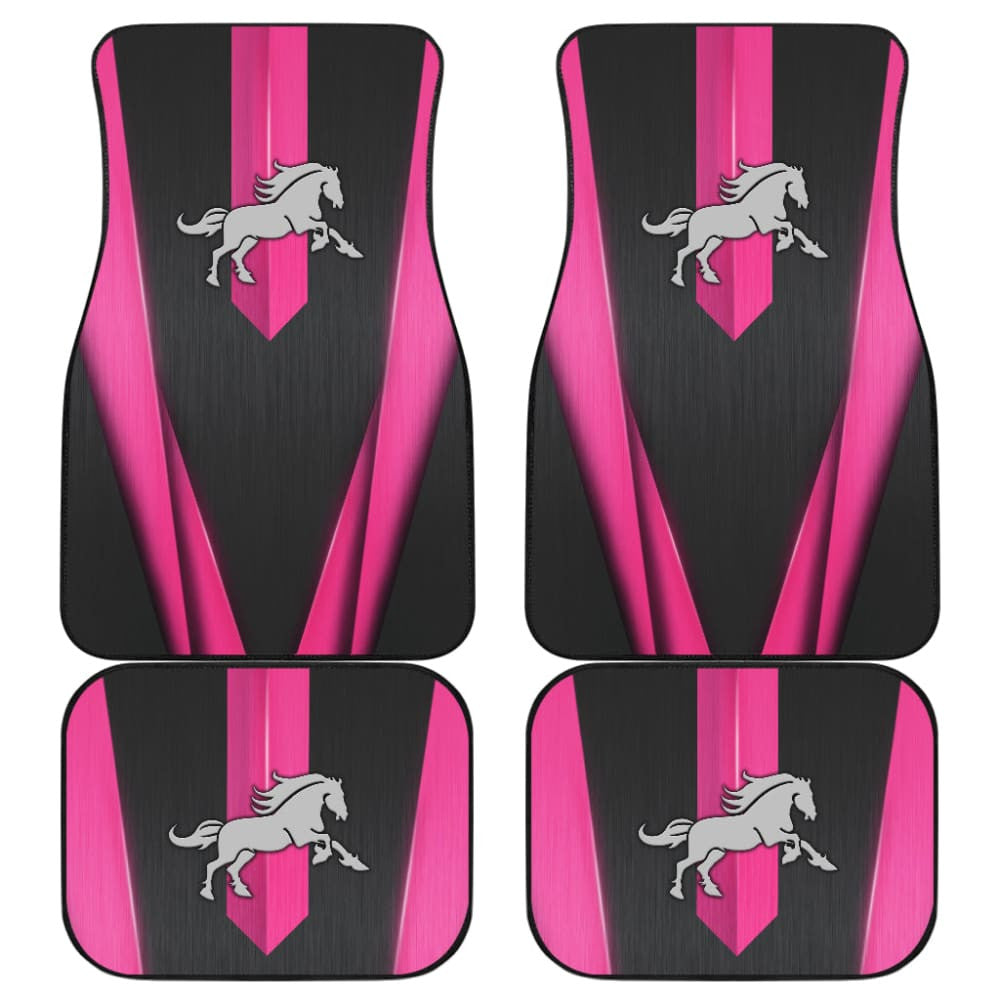 Amazing Dark Pink Horse Mustang Custom Metallic Style Printed Car Floor Mats