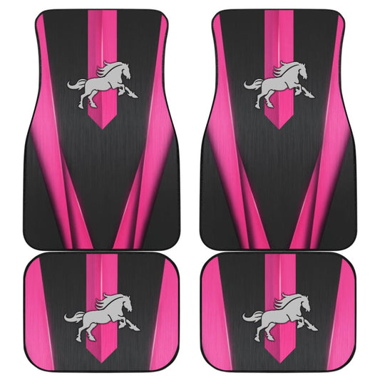 Amazing Dark Pink Horse Mustang Custom Metallic Style Printed Car Floor Mats