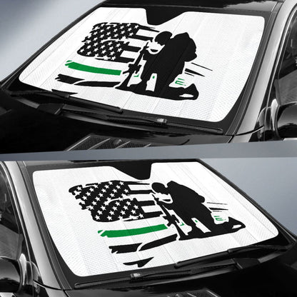 Thin Green Line American Flag Car Seats Covers Honoring Military