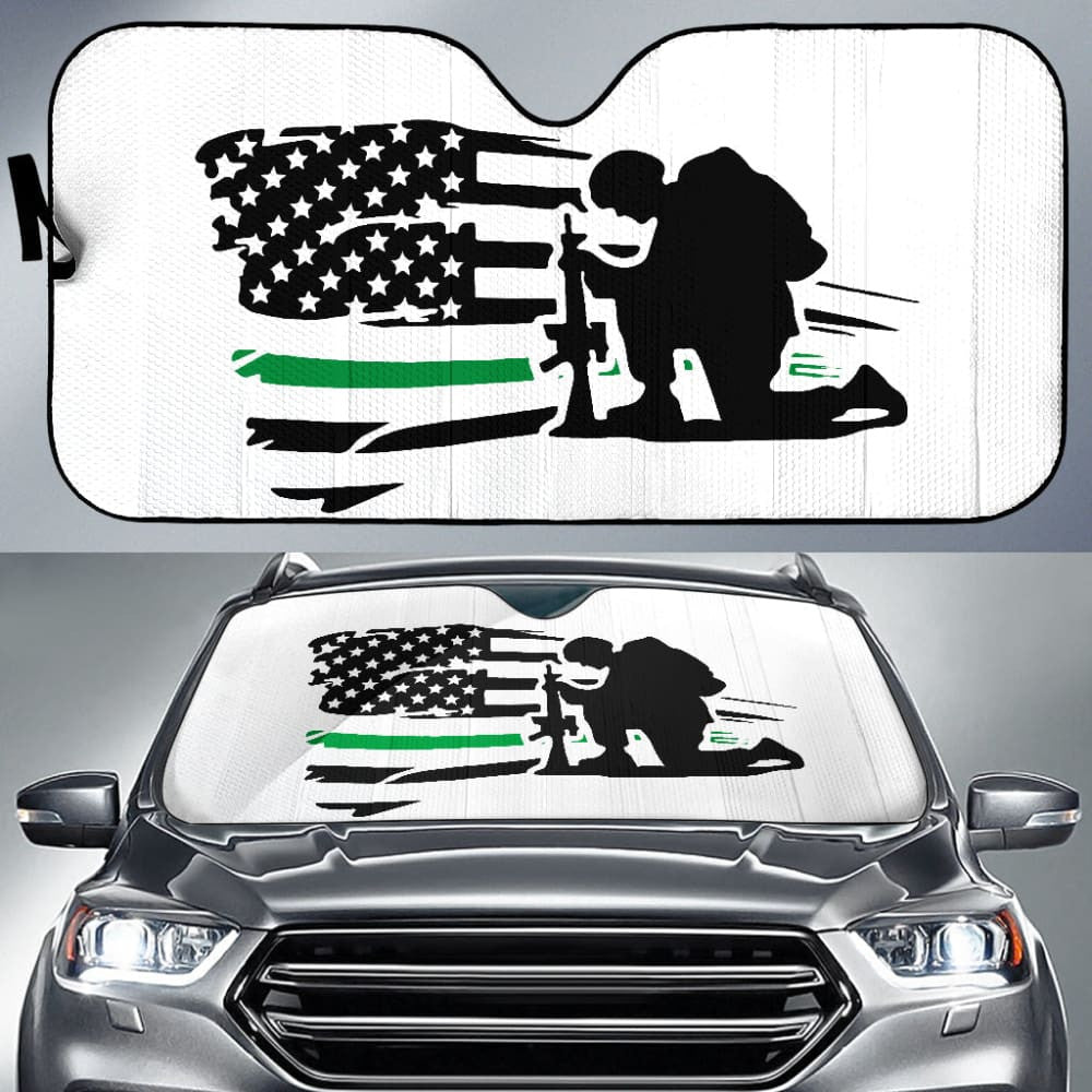 Thin Green Line American Flag Car Seats Covers Honoring Military