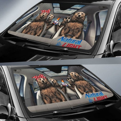 Family Bear Drink Bear Natural Light Car Sun Shade Funny