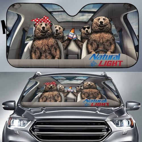 Family Bear Drink Bear Natural Light Car Sun Shade Funny