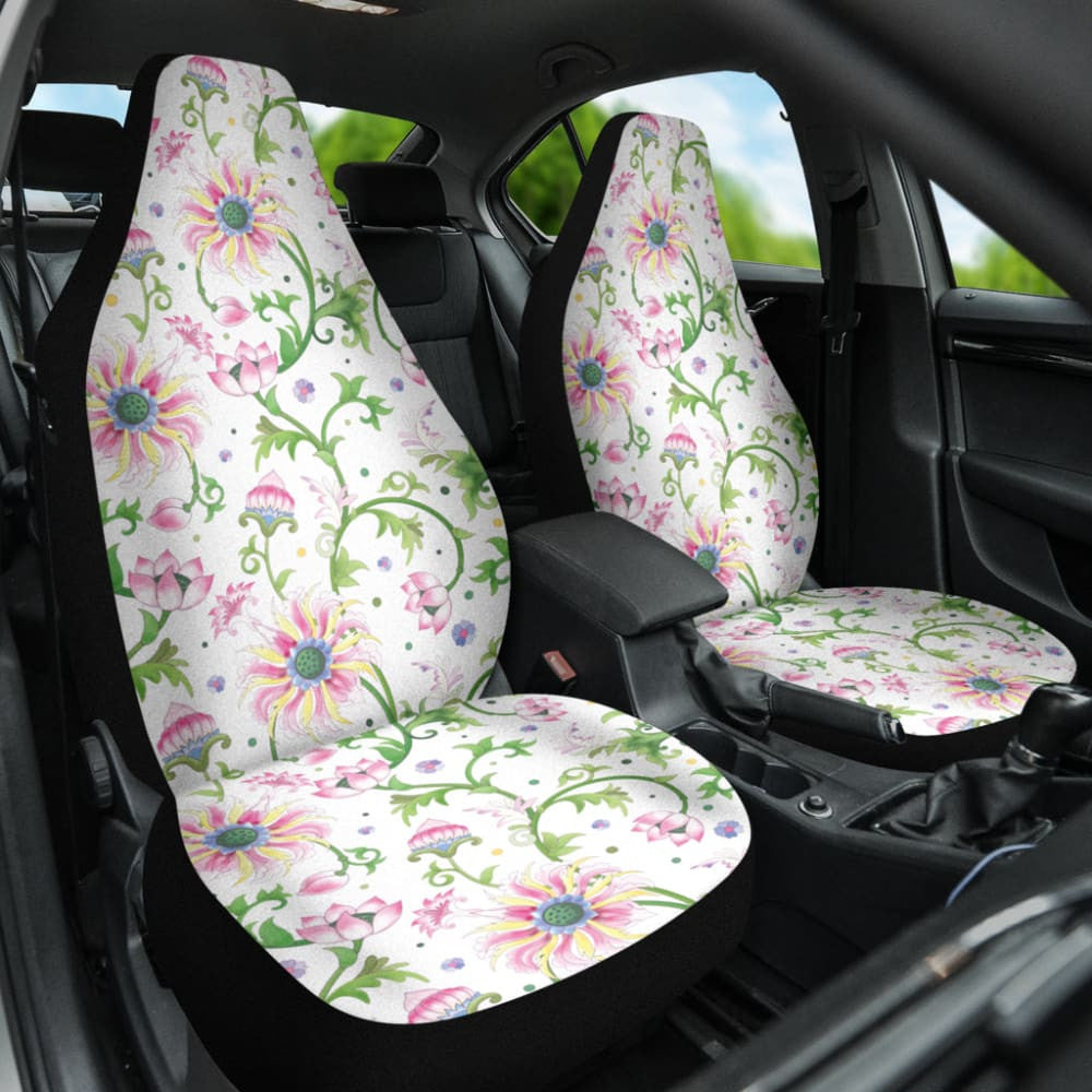 Beautiful Pink Lotus Waterlily Leaves Pattern Car Seat Covers