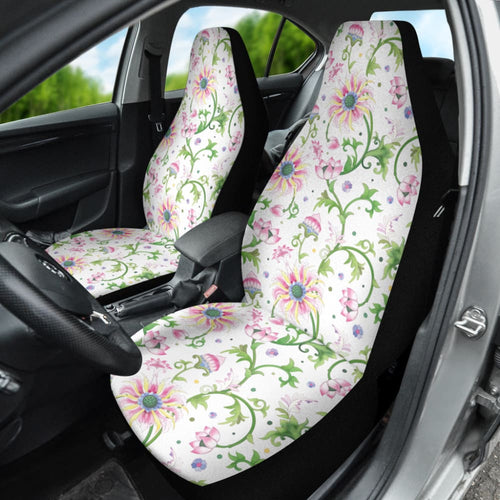 Beautiful Pink Lotus Waterlily Leaves Pattern Car Seat Covers